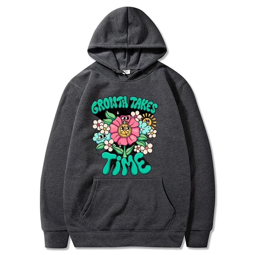 Wachstum braucht Zeit Graffiti Herbst Winter Hoodies Hip Hop Street Academy Hoodies Mode Warme Hoodies Weihnachtsgeschenke