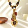 Trendy Leopard Pattern Heart Floral Acrylic Charm Necklace Lightweight Stainless Steel JewelryGift  For Everyday Wear