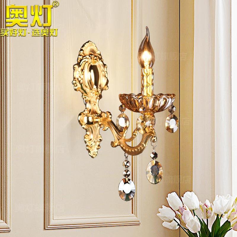 European Style E14 Candle Crystal Zinc Alloy Wall Lamp Mirror Front Bedside Bedroom Aisle Decoration Lights