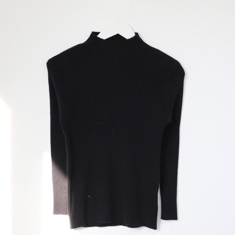 Autumn Winter Basic Semi-turtleneck Long Sleeved Women Knitted Sweater Soft Elastic Loose Pullover Sweaters Woman Casual Simple Tops Inner Clothing