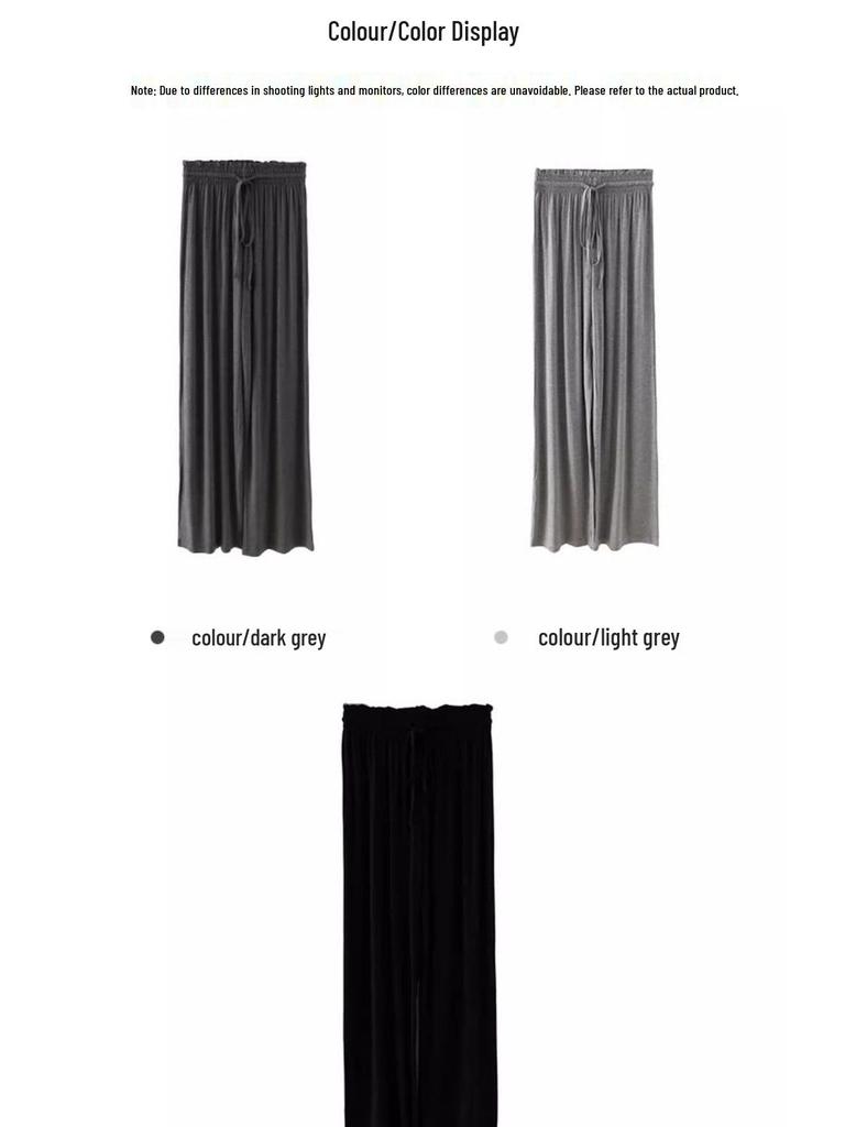 Women's Plus Size Summer High-Waist Modal Wide-Leg Pants - Lightweight, Loose Fit, Straight Leg Ice Silk