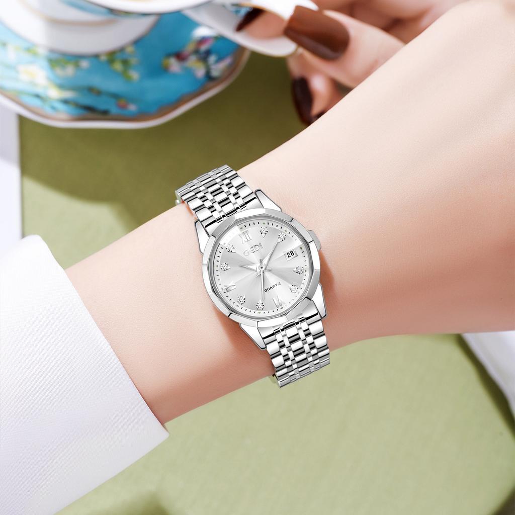 Steel Belt Watch, Women'S High-Value Rhombus Mirror Watch, Guangzhou Light Luxury Waterproof Calendar Watch