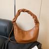 Women's Crescent Leather Shoulder Bag Soft Interior Compartment Solid Fashion