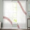 Baseball Sports Red White Window Treatment Tulle Modern Sheer Curtains for Kitchen Living Room the Bedroom Curtains Decoration