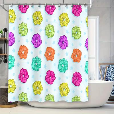 Floral Shower Curtain Tropical Flowers Waterproof Bathroom Decor Vintage Patterned Fabric Liner for Home
