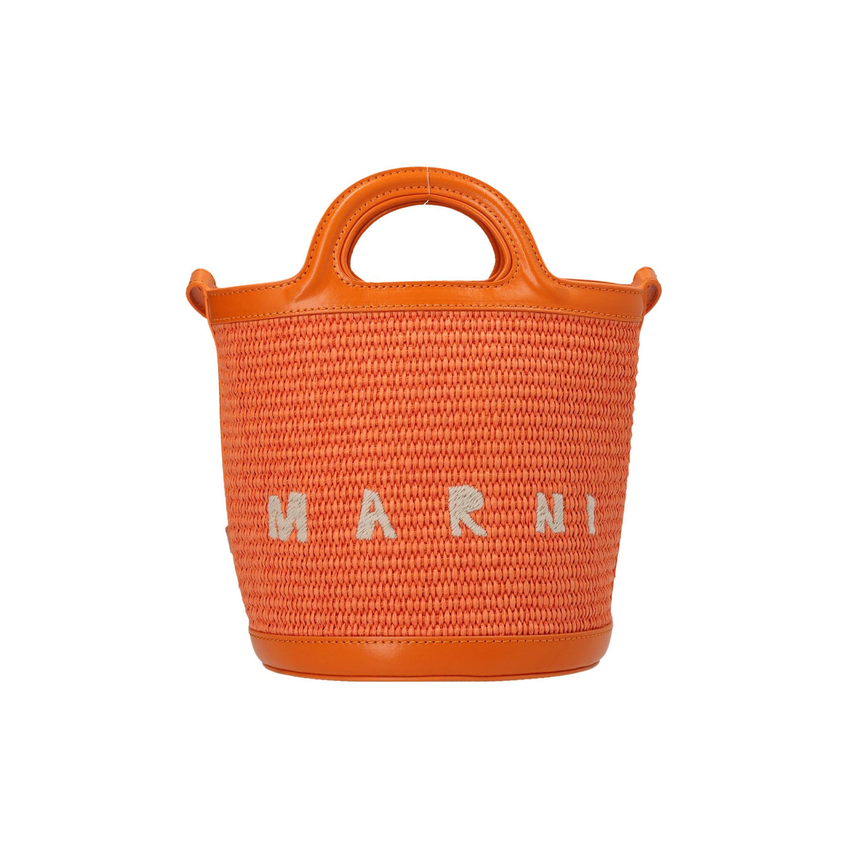 

Marni Tropicalia Logo Embroidered Shoulder Strap And Top Handle Bucket Bag Women Bags Orange SCMP0056Q1P386000R17 Basic Set (Bag+Dust Bag)