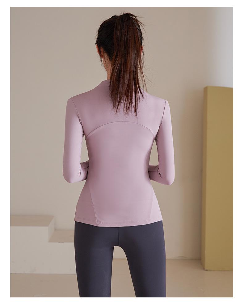 Nude Feel Fitness Wear: Slim-Fit Long-Sleeve Yoga Jacket with Zipper Pocket