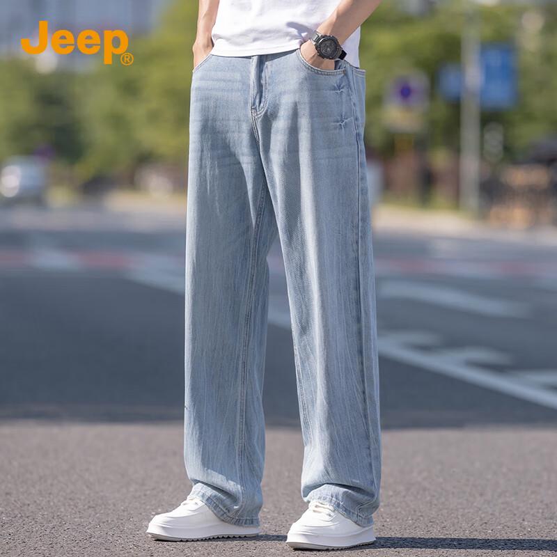 JEEP Men's Straight-Leg Summer Jeans with Lyocell