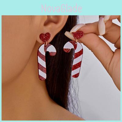 Weihnachtsserie Acryl-Ohrringe mit Weihnachtsmann, Rentier Rudolph und Weihnachtslichtern für festliche Mode