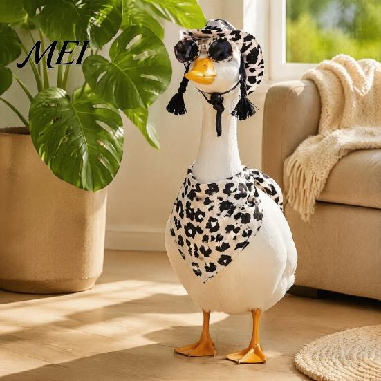 Elastisk Rem Dekorativt Gear Veranda Gås Kostume Tilbehørssæt, Leopard Ko Print Bandana Hat Solbriller Outfit, Vestlig Sjov Miniature Fotografering