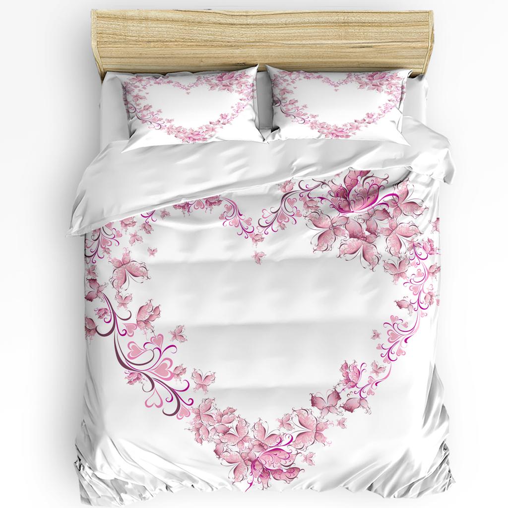 Colorful Butterfly Heart-Shaped 3pcs Bedding Set For Bedroom Double Bed Home Textile Duvet Cover Quilt Cover Pillowcase