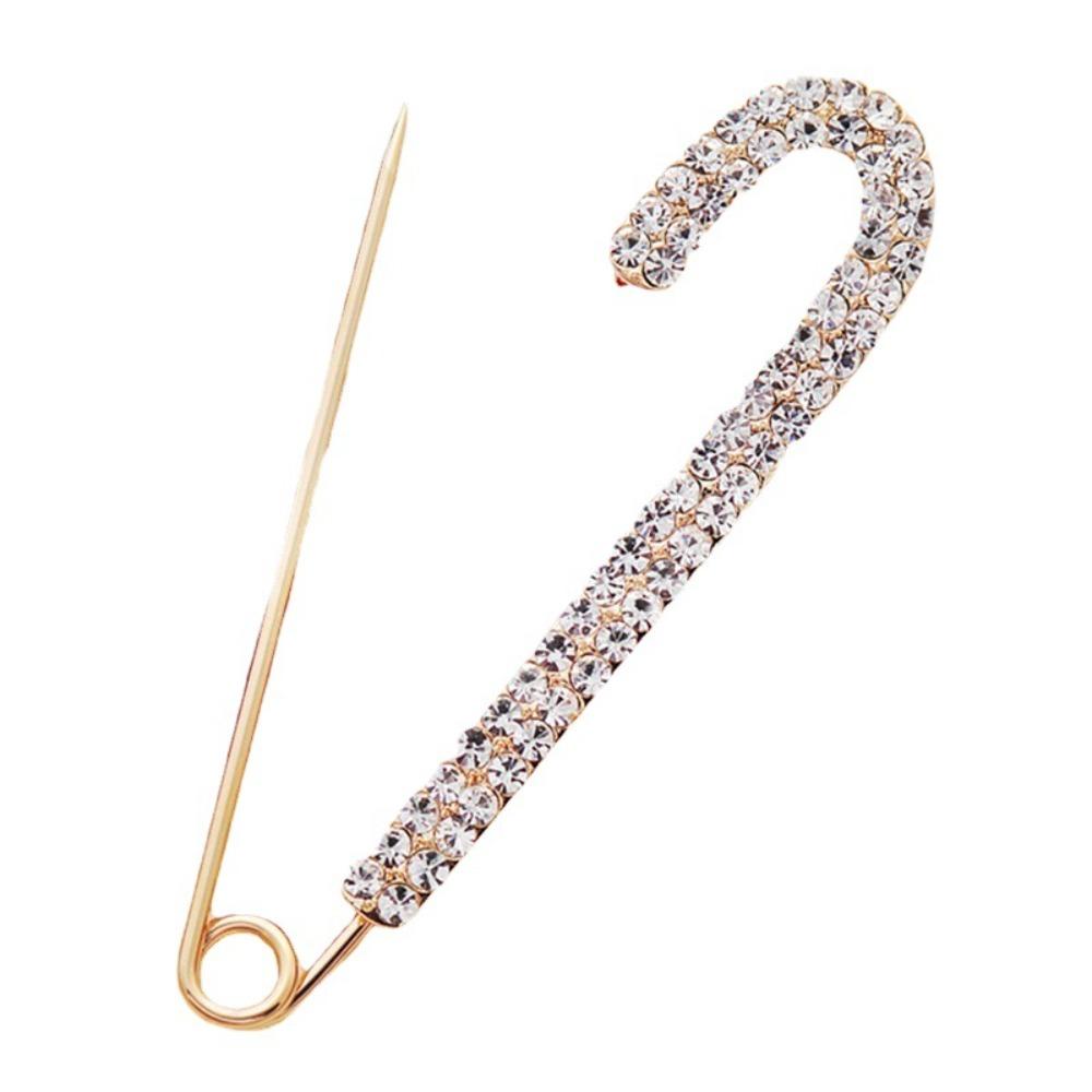 Gold Color Rhinestones Brooches Large Jeans Buckle Decorative Crytal Clips  for Women