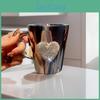Coffee Heartshaped Mug Water Rhinestone Cup Stainless Steel Faux Crystal Mugs For Hot Beverage