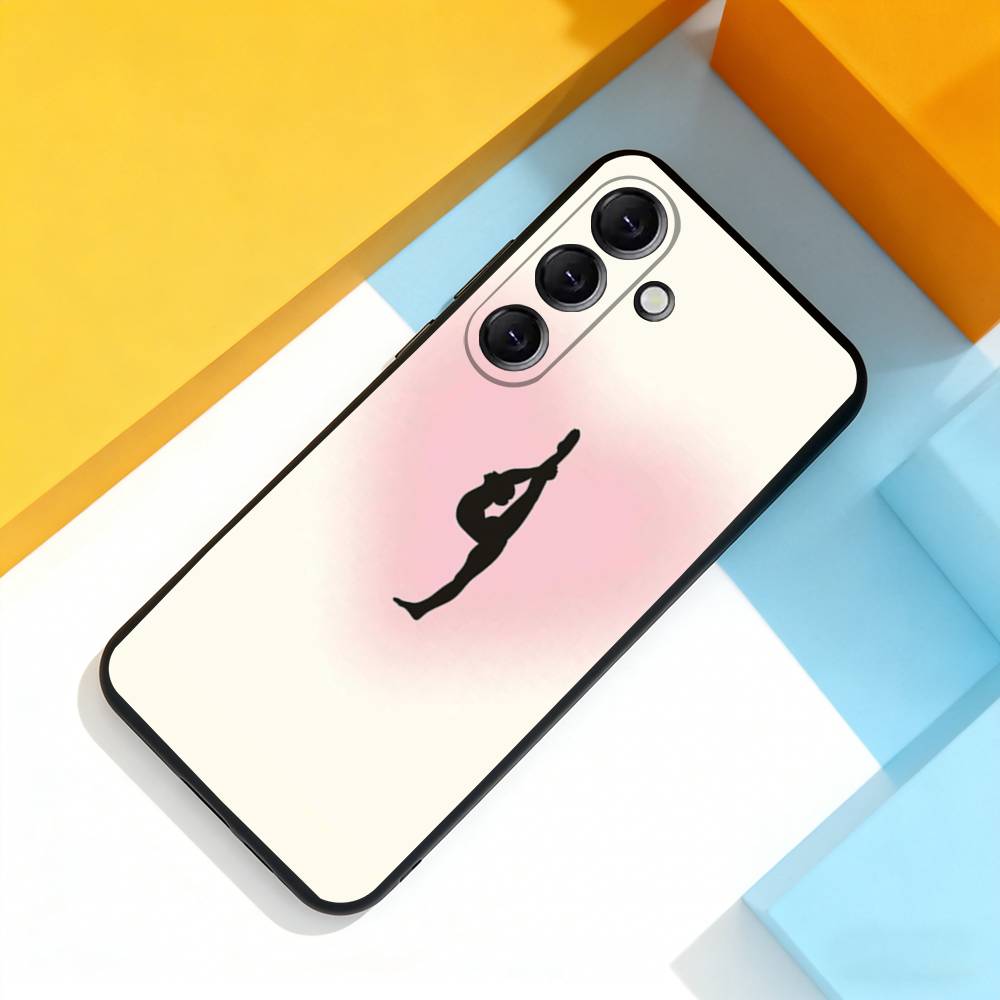 GYM Girl Gymnastic Phone Case For Samsung Galaxy A 73,72,51,53,52,71,22,5G,Note,J7,8,9 Soft Precise Hole Black Cover