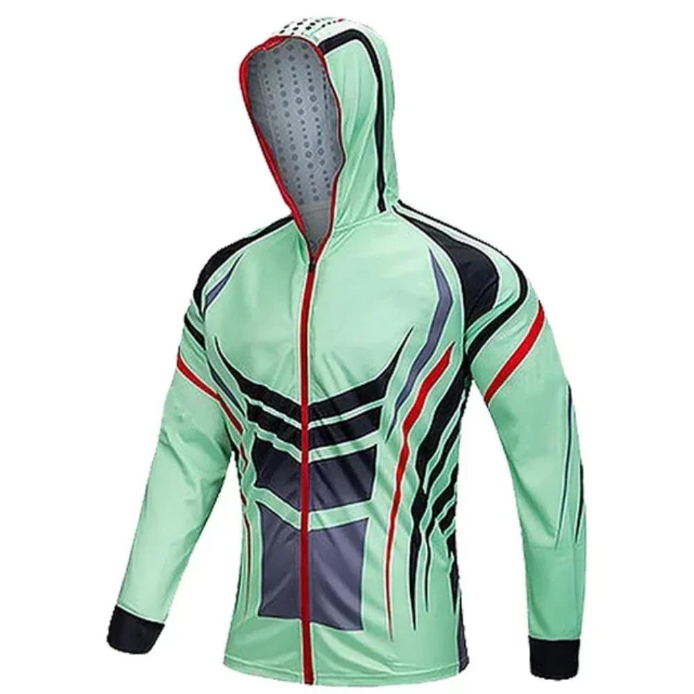 2024 New Men s Fishing Suit Sunscreen Long Sleeve Zipper Hooded Fishing Suit Breathable Professional Sports Fishing Suit XXS