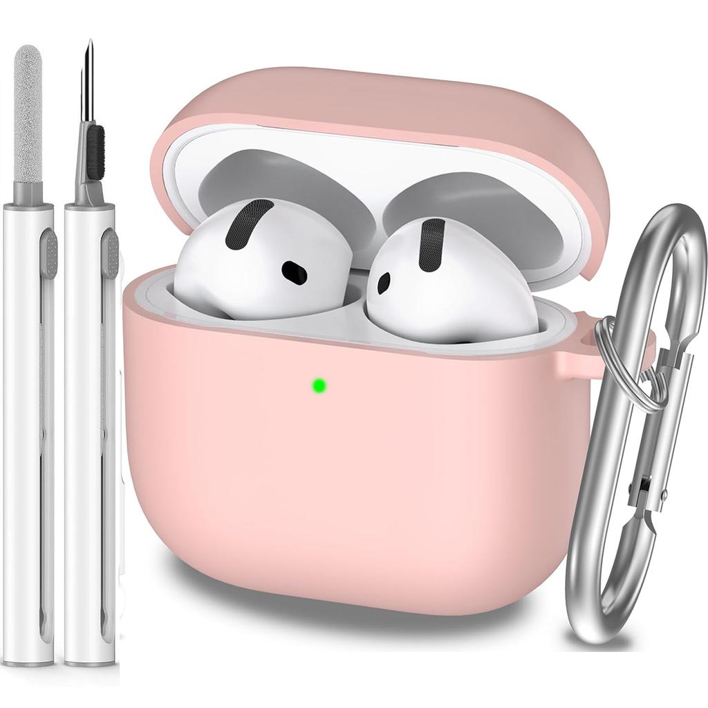 Für AirPods 4. Generation Hülle Abdeckung 2024, Militärqualität Weiches Silikon Stoßabsorbierend für AirPods 4 Hülle mit Schlüsselanhänger & Clea
