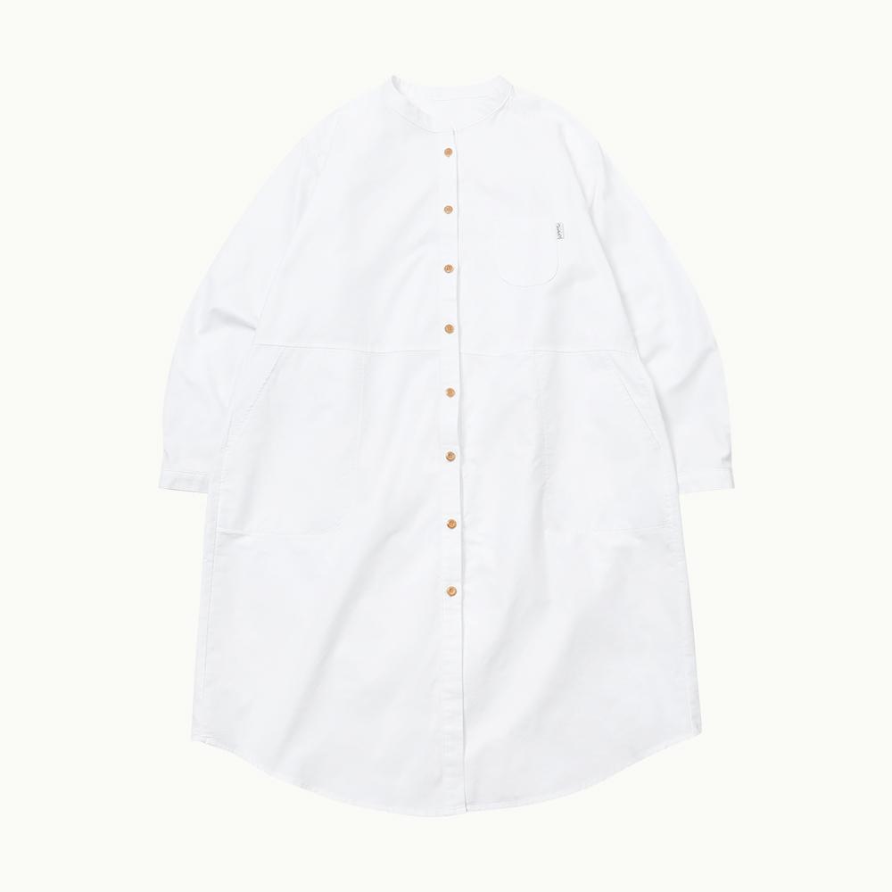 CHIQUITA Henley Neck Long Shirt (Oxford) White 241304Swh
