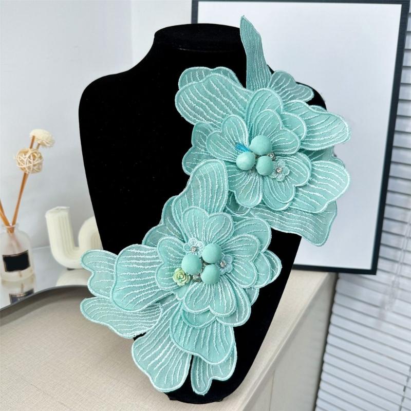 Polyester Flower Brooch Pin 3D Flower Pin Polyester Brooch Elegant Lapel Pin Wedding Dress Corsage for Daily Party Wear