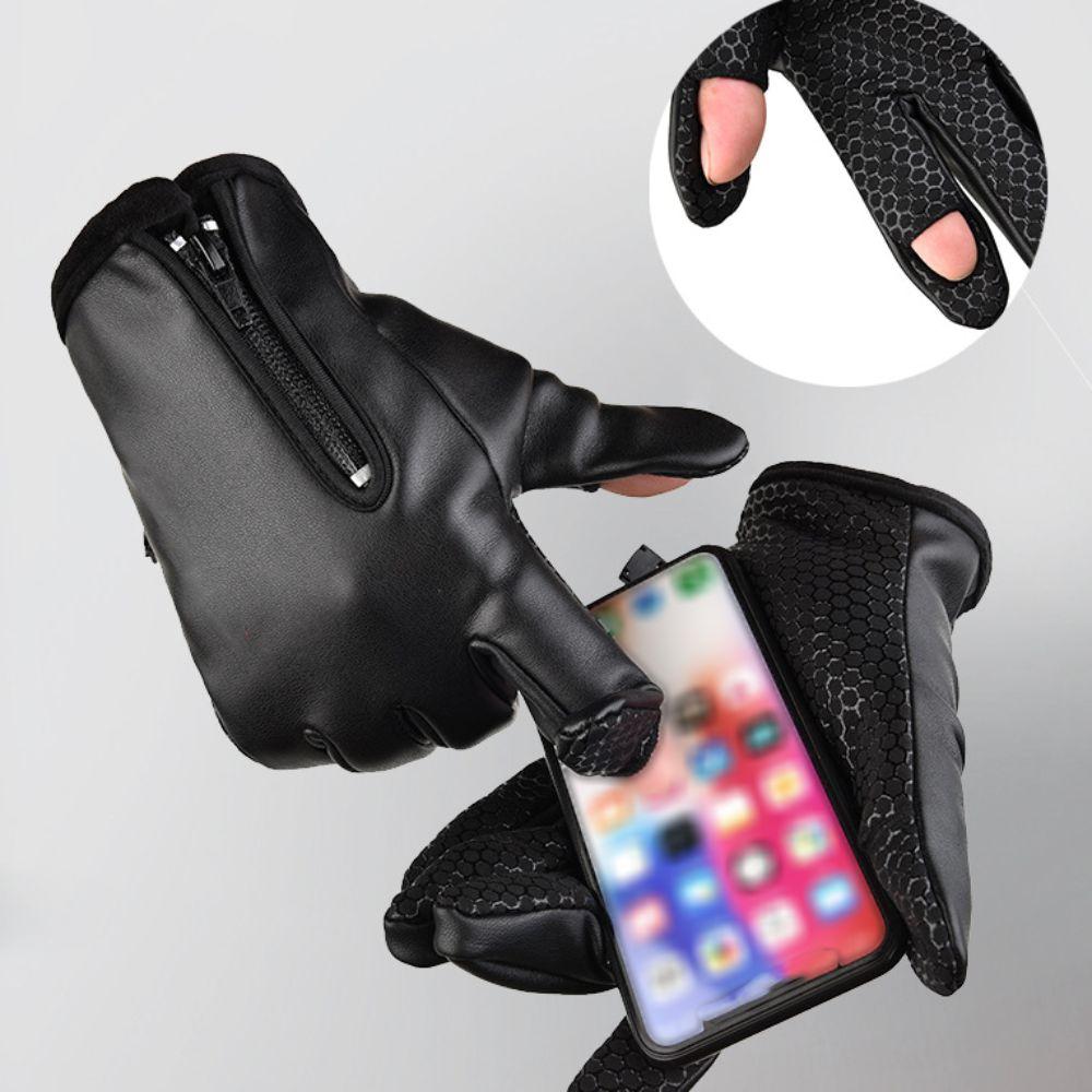 PU Leather Men's Winter Gloves Waterproof Touchscreen Gloves Warm Gloves Cycling Gloves  Motorcycle
