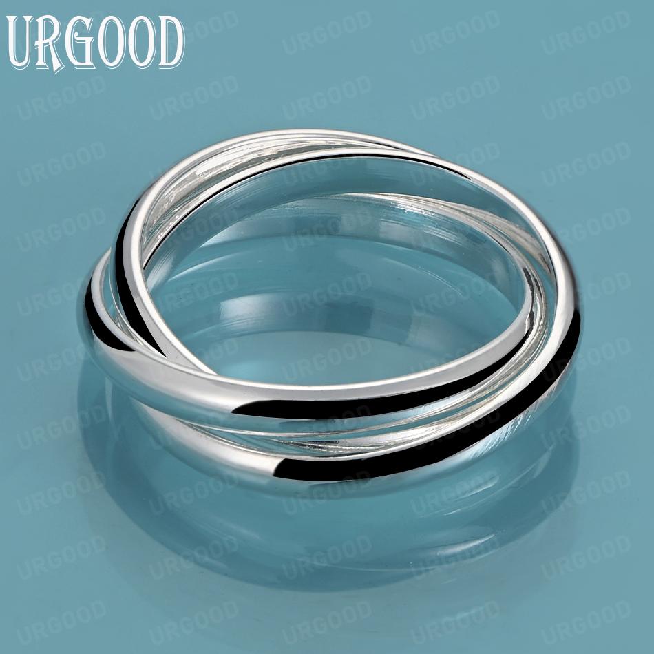 925 Sterling Silver Three Ring Ring Fashion Charm Wedding Jewelry