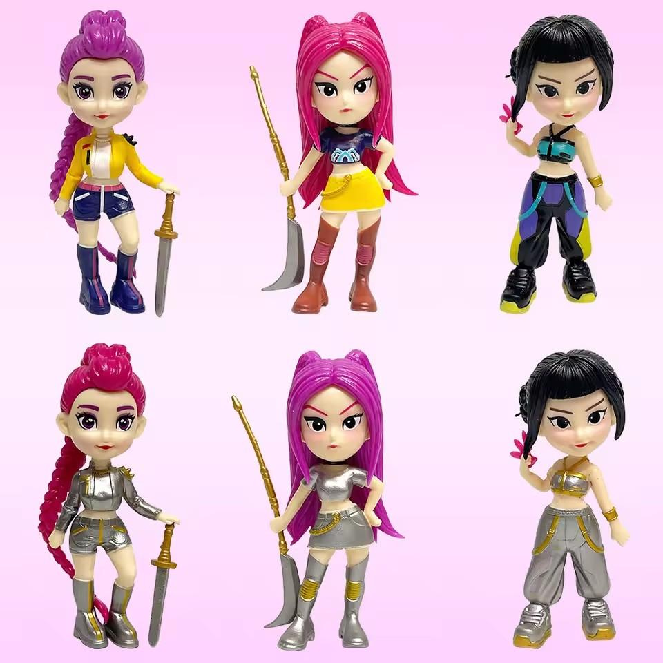 6Pcs/Set Kpop Demons Hunters Anime Figure Rumi Zoey Mira Saja Boys Action Figure Model Doll Cosplay Vinyl Figures Collection Toy