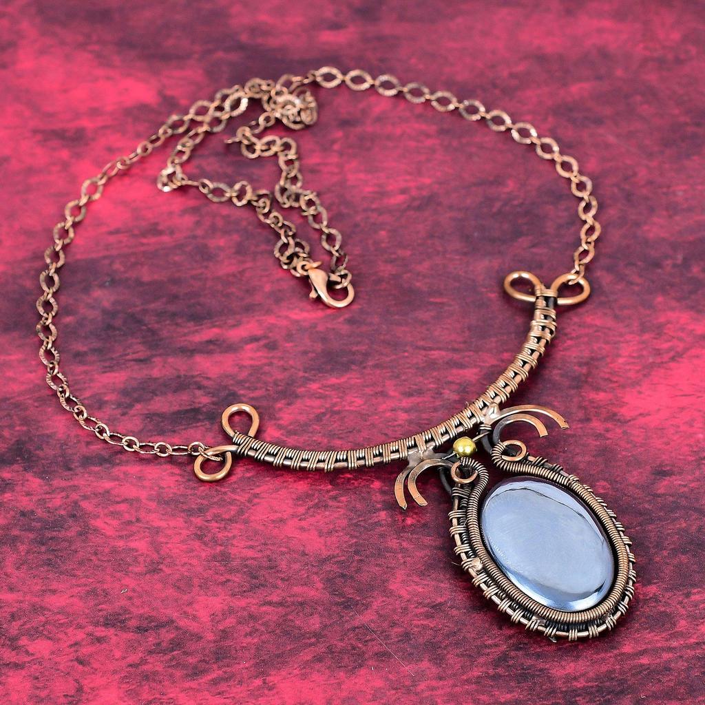 Shungite necklace copper wire wrapped jewelry adjustable chain necklace gemstone handmade necklace engagement gifts copper designer necklace