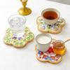 Yousheng 1 Set DIY Mosaic Tile Coaster Set Mixed Color Mosaic Kit with Wooden Coaster Kids Adults Handmade Mosaic Crafts Coaster with Accessories
