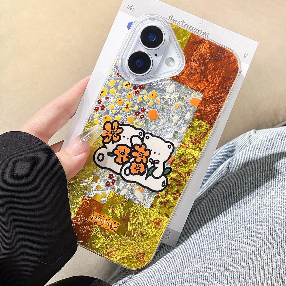 Painted Phone Case For iPhone 16 11 12 13 14 for 12 14 16 Pro 14 16 Pro Max Cute Pattern Glossy Hard Cover