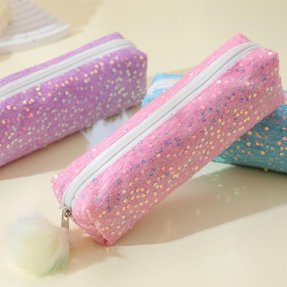 Multi-function Sparkle Pen Bag Glitter Cosmetic Organizer Kawaii Pencil Storage Case  Universal