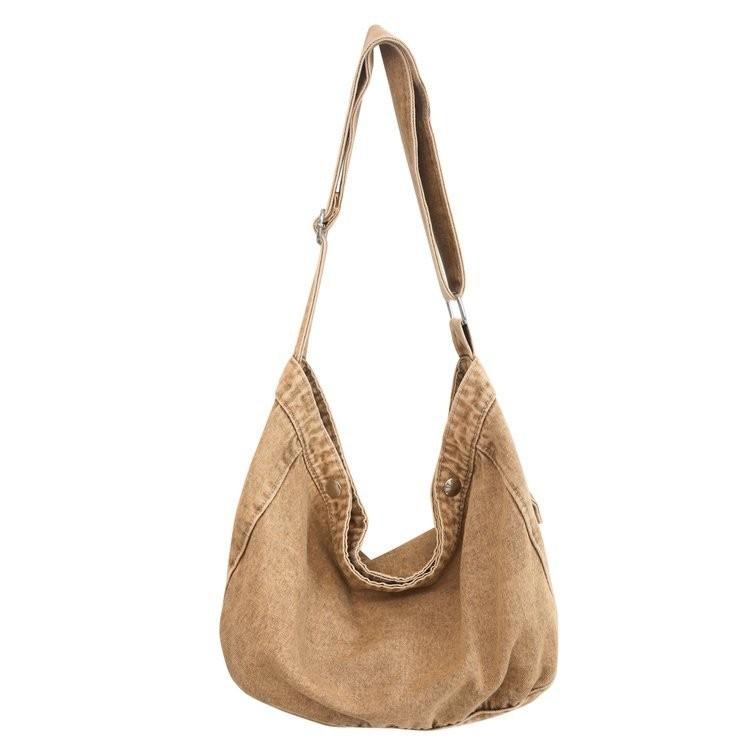 Large Capacity Lazy Style Canvas Bag Korean Version 2023 New College Student Shoulder Bag Urban Minimalist Style