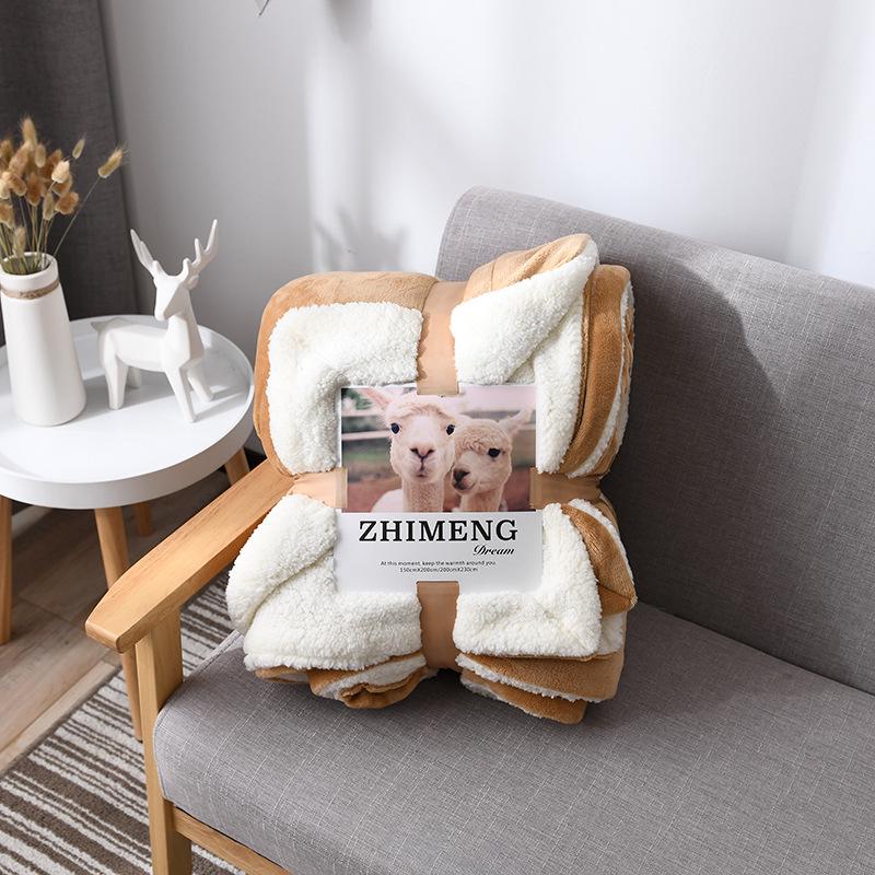 New Lamb Fleece Blanket - Solid Color, Double-Layer, Thickened Flannel for Children