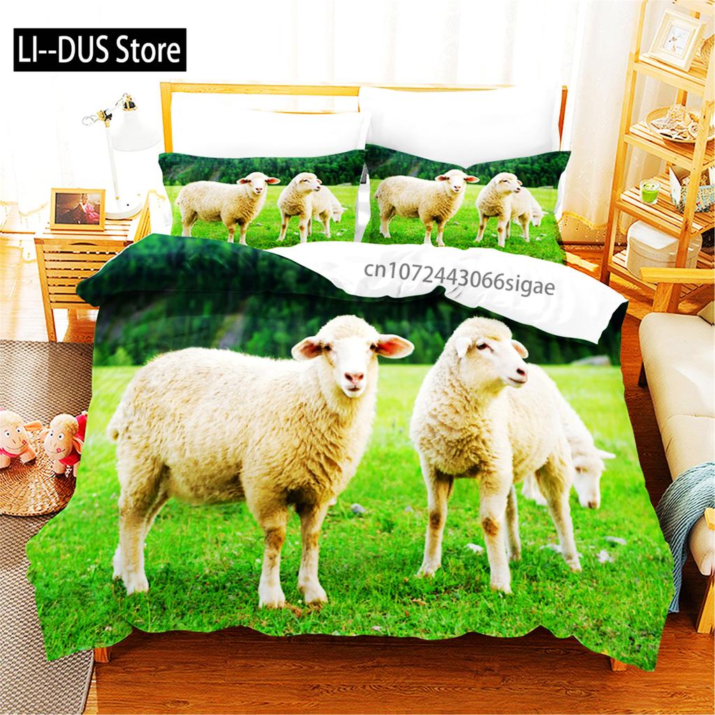 3D Printed Sheep Duvet Cover With Pillow Cover Bedding Set Single Double Twin Full Queen King Size Animal Bed Set Bedroom Decor