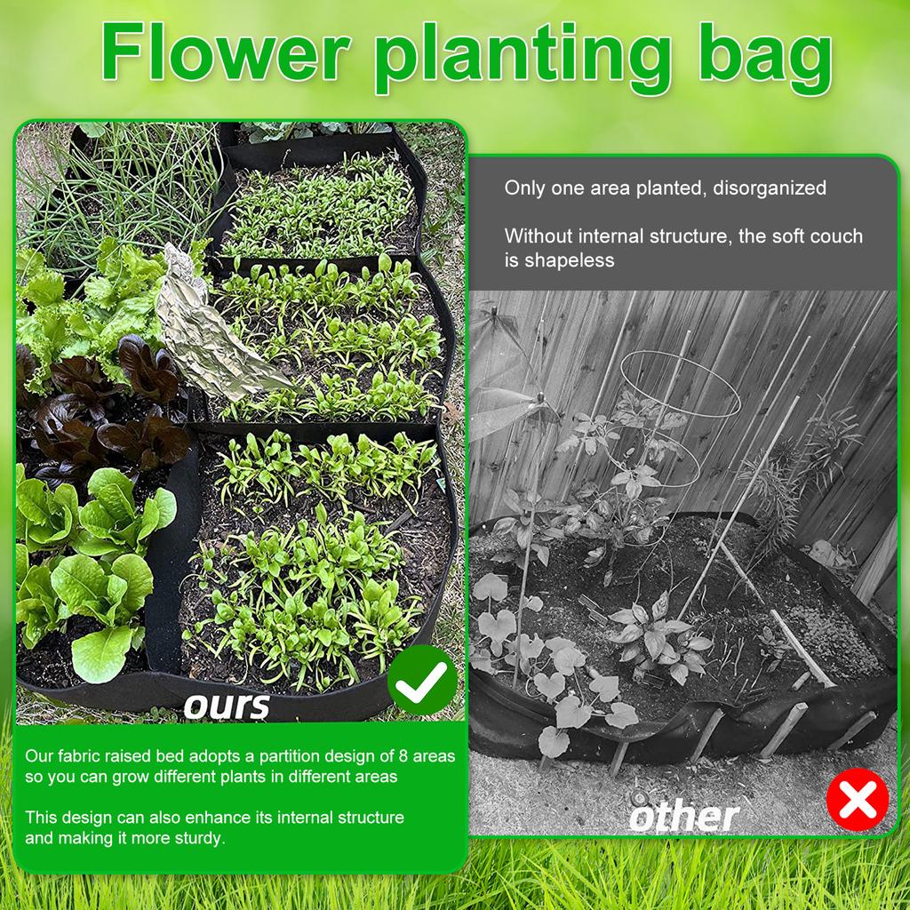 Garden Raised Planting Bed 4/8 Mesh Felt Fabric Grow Bag Vegetable Flower Potato Planting Container Reusable Large