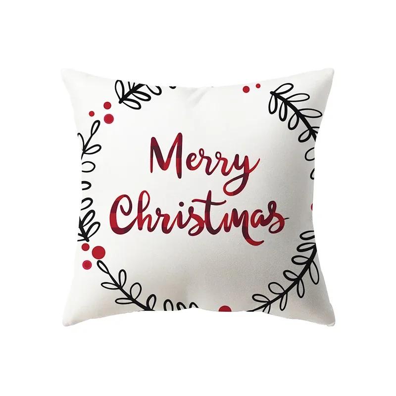 Merry Christmas Decorative Print Pattern Cushion Cover Home Living Room Sofa Decoration Square Polyester Pillow