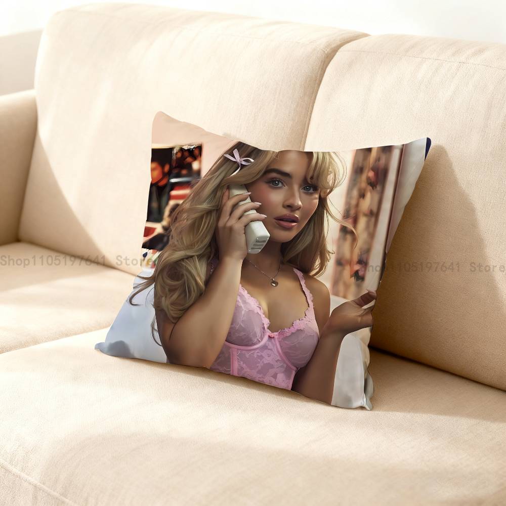 Singer S-Sabrina Carpenters Pillow Case For Sofa Decor Car Office Room Printing Cushion Cover Decorations and Protector