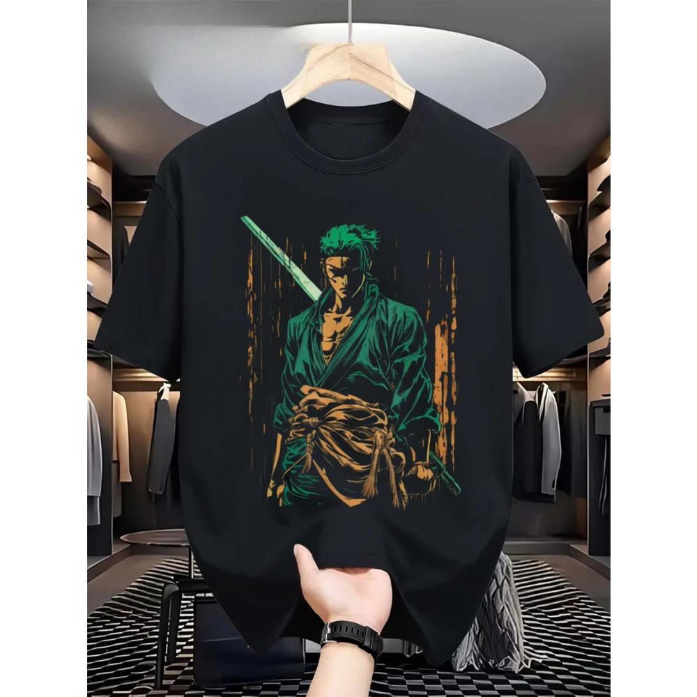 One Piece Zoro Anime Printed Men s Clothing and Women s Short Sleeves Summer Product Comfortable Cotton Round T-shirt S