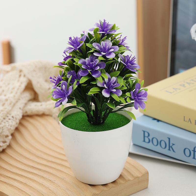 1pc Artificial Potted Plant Small Bonsai Flowers Pot Simulated Tree Ornaments Wedding Home Hotel Office Table Decor Fake Plants