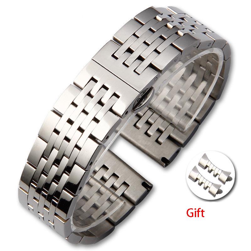 Stainless Steel Seven-Bead Watch Strap for Tissot T41, Elbow 12-24mm