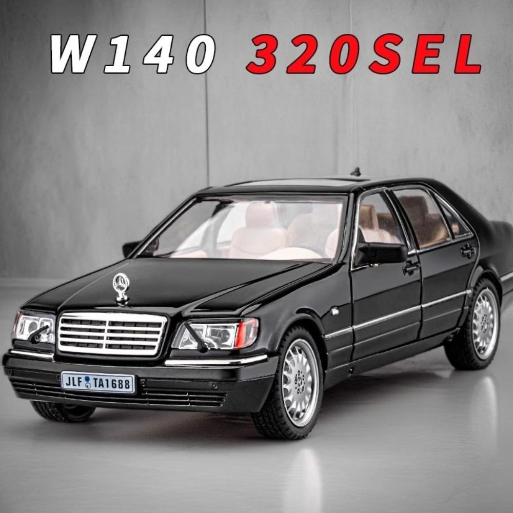 1:24 Scale S320 Classic Car Model Toy Diecast Metal Simulation Sound Light Miniature Street Bikes Models Hobby Ornaments Gifts