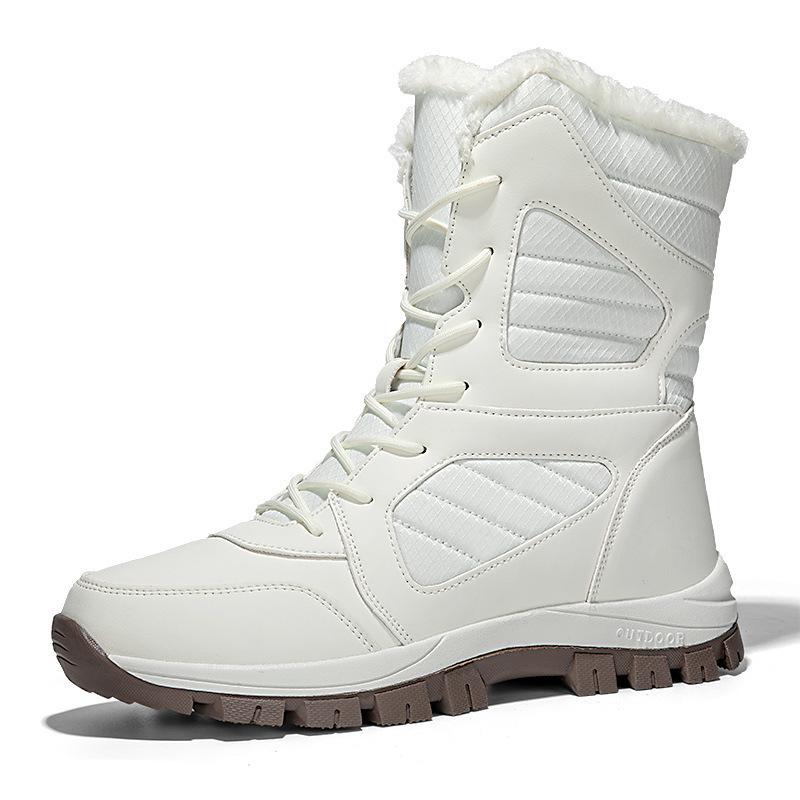Large size winter new cotton shoes thickened long hair velvet warm snow boots high top large size shoes