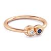 Blauer Saphir Runder Doppelstein Stapelbarer Ring - 925 Sterling Silber Roségold Vergoldet