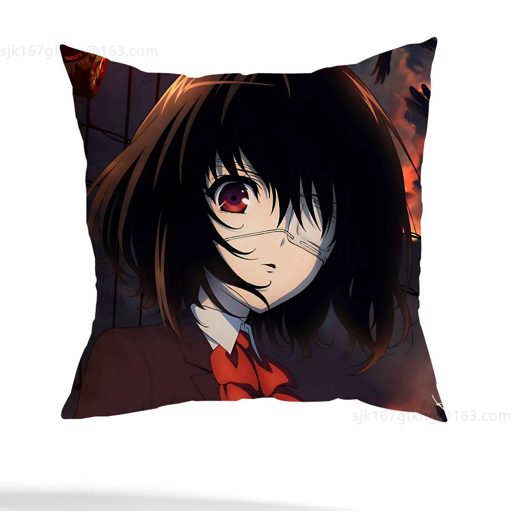 A-Another Mei Misaki Pillow Case Square Double-Sided Printing Short Plush Sofa Cushion Cover Bedroom Bedside Pillow