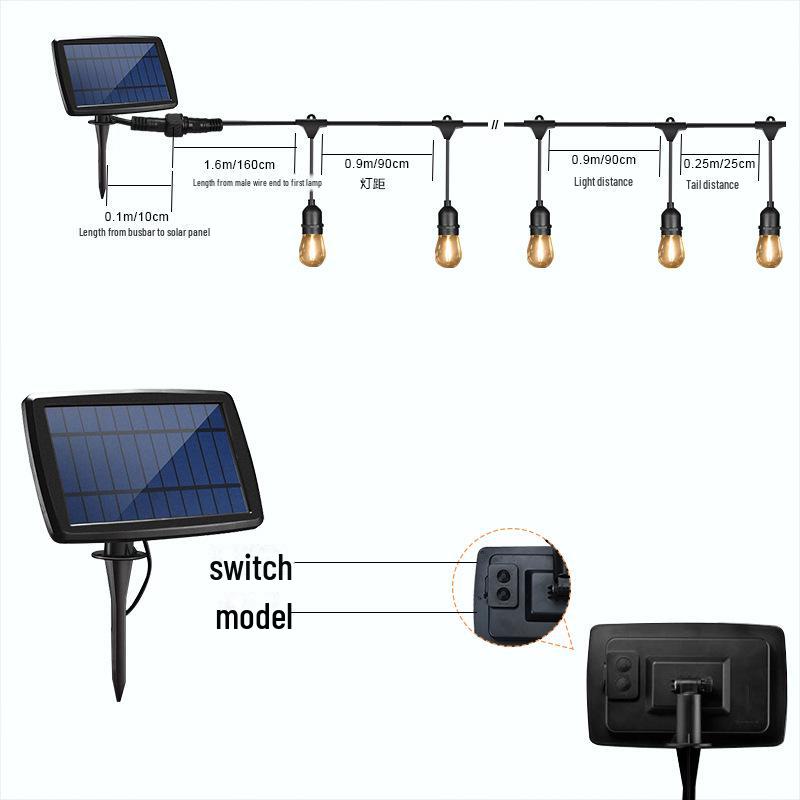 Solar S14 Outdoor LED E27/E26 Bulb String Lights for Garden and Holiday Decor