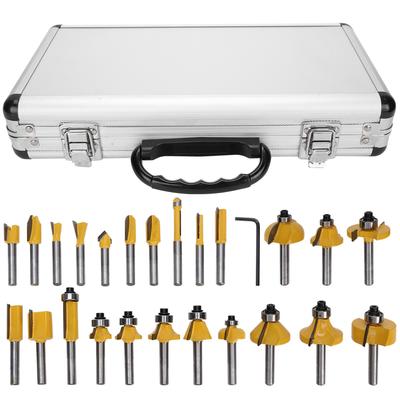 24PcsSet Woodworking Cutter Corner Round Bit Rabbeting Bits Kit for Wood Cutting Engraving Tools
