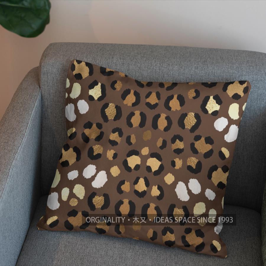 2D Leopard-Print Pillow Cover With Geometric Trim Pattern Cushion Cover Suitable For Sofa Bedroom Car Pillow Cover
