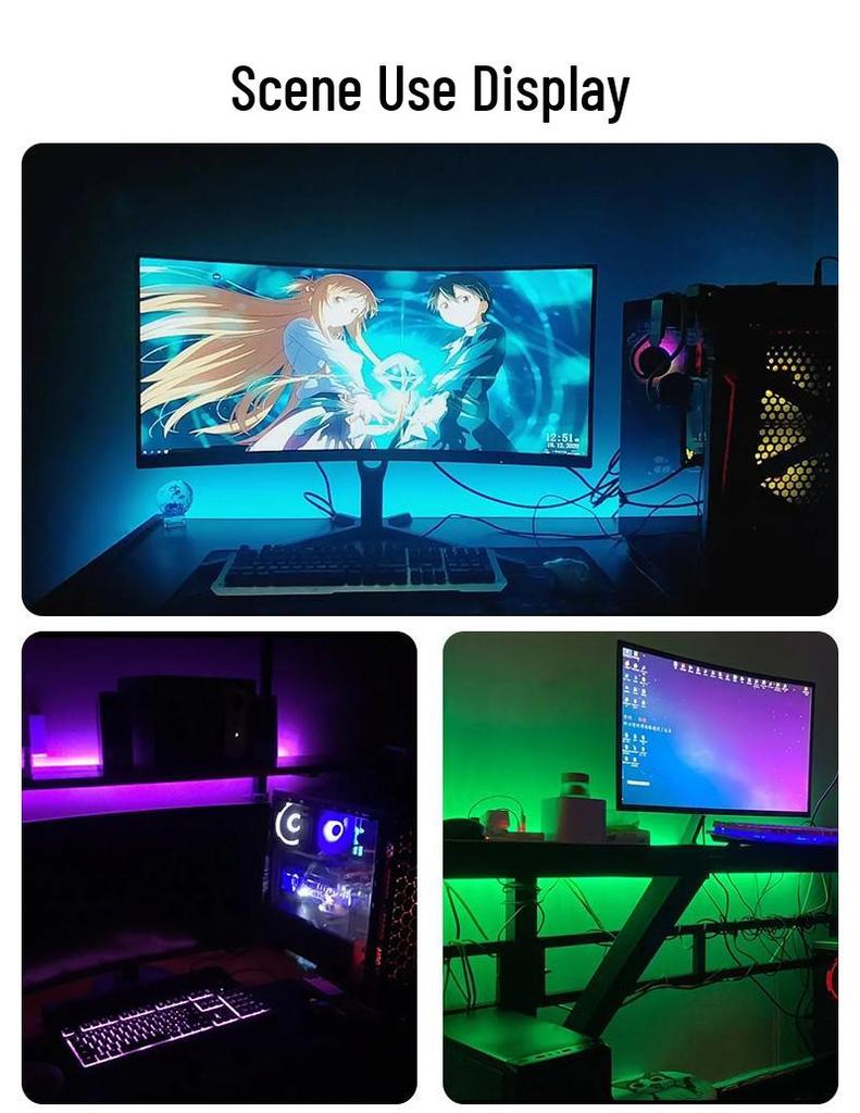 Pasek świetlny COB USB 5V: Samoprzylepne, sterowane przełącznikiem, miękkie oświetlenie tła telewizora, bez punktów świetlnych