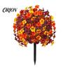 Reusable Plastic Flowers for DIY Crafts Artificial Fall Outdoors, Fake Autumn Topiary Ball, UV Resistant Faux Mums with Ground Plants Home Decor Spike