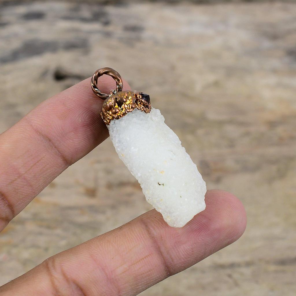 Rainbow Moonstone Druzy Pendant Electroformed Copper Pendant Handmade Pink Tourmaline Rough Pendant Electroformed Jewelry Gemstone Pendants