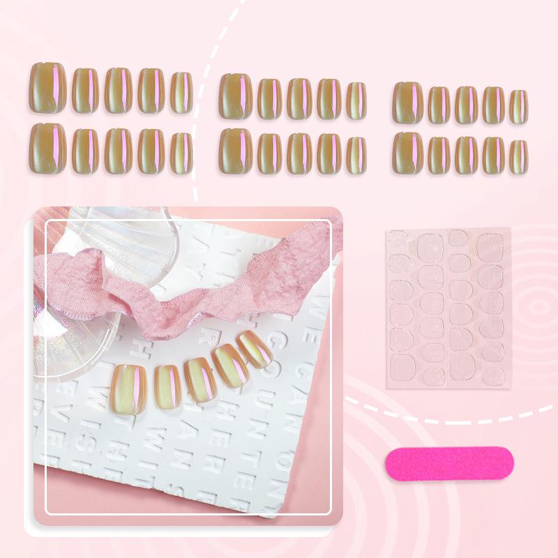 Aurora Cat Eye Iridescent Nail Tips - High-Grade Electroplated Manicure