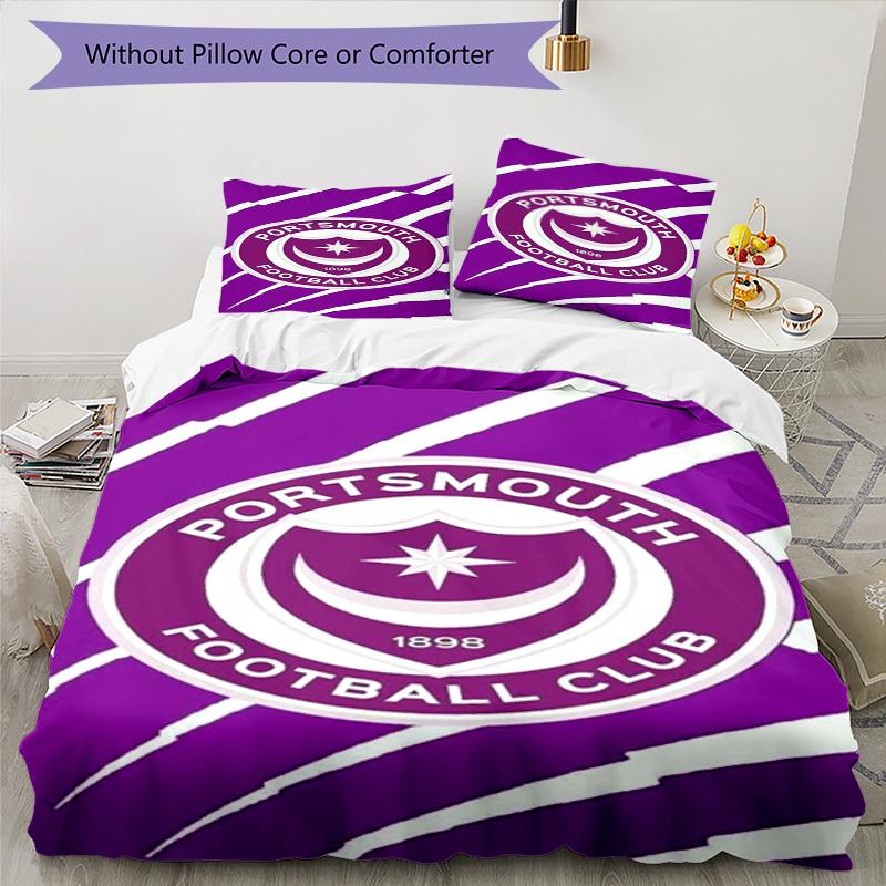 Ports-mouth Fc Anniversary Printed Pattern Duvet Cover Set – includes 1 duvet cover and 2 matching pillowcases Bedroom decor Christmas gifts